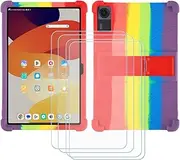 FZZSZS Case for Urao C107 Tablet + 4Pcs Tempered Glass Screen Protector Protective Film,Soft Gel Rainbow Color Shell Silicone Tablet Cover for Urao C107 (10.1")