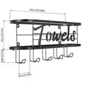 Towel Holder Shelf with Hooks Space Saving Wall Basket Towel Holder with paJZC