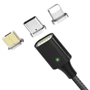 1M Usb To 8 Pin + Usb-C / Type-C + Micro Usb Magnetic Braided Fast Charging Cable Sync Data
