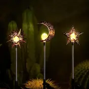 Solar Lights Outdoor Garden Decorations Sun Moon Star Stake Light Decorative Wat
