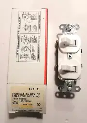 Pass & Seymour #696-W Combo Device, SP Switch & 3 Way Switch, 15A, 120/277 VAC
