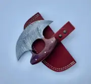CUSTOM HANDMADE FORGED DAMASCUS STEEL ULU KNIFE CHEF KITCHEN KNIFE DARK WALNUT