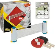 Idena 90958 Table Tennis Set with Net, Two Trowels and Two Balls, Includes 6 Table Tennis Balls in 3 Star Quality, White, Diameter 40 mm, for Easy Mounting on Table Tops