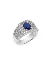 Bloomingdale's Fine Collection Blue Sapphire & Diamond Ring in 14K White Gold 7