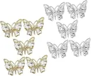 BESTYASH 10pcs Shiny Butterfly Nail Gems Charms for Women Eye Catching DIY Nail Art Decoration for Home Use and Professional Manicurists