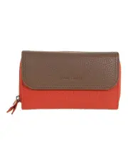 [PIERRE CARDIN] Tri-Fold Tab Wallet in Orange-Taupe