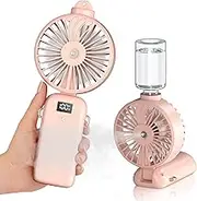LETSCOL Fan with Water Mist Spray,Handheld Misting Fan,5000mAh Large Capacity Battery Portable Mini Fan with USB Rechargeable Battery Operated and 5 Adjustable Speed for Travel and At Home