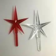 Ceramic Christmas Tree 2 LARGE STARS Clear Red 4" Replacement Topper