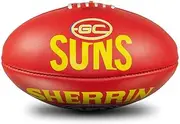 Sherrin Gold Coast Suns AFL Team Leather Football, Red, Size 5