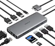 MacBook Pro Docking Station, 12 in 1 USB C Adapter for MacBook Air, Dual Monitor HDMI VGA Ethernet AUX 4USB SD/TF 100W PD