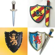 Kids Templar Knights Medieval Warrior Foam Sword & Shield Props Cosplay Costume