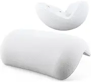 Bath Pillow with 2 Powerful Suction Cups Waterproof Bathtub Spa Pillow for Tub Water Proof Spa Bath Pillow Foam Bathtub Pillow 9.8×5.1 Inch Bath Cushion Neck and Back Support (White)