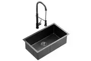 Cefito Stainless Steel Sink 70x45CM With Pull Out Mixer Tap Kitchen Basin Single Bowl Black