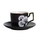 Ashdene Mug/Tea Cup/Saucer 180ml Florence Broadhurst Flower Hot Drinks Gold/BLK