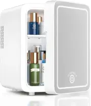 Compact 4L Skincare Fridge with Touch LED Mirror - Dual Cooling & Heating