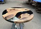 Epoxy Round Table, Epoxy Dining Table, Walnut Epoxy River Table, Custom Made Top