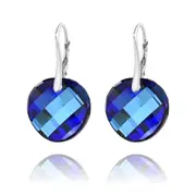 Silver Round Blue Stone Earrings for Women
