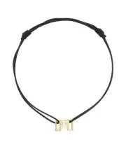 Aliita CBPUHG0013YG09K Letra G Bracelet – 9K Yellow Gold, Pink Tourmaline, Black