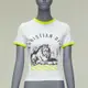 [二手] DIOR 2022 logo lion graphic print yellow cropped white cotton ringer tshirt XS