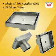 Brushed Silver Small Shower Grate Floor Drain Tile Insert 50/80mm Waste Outlet