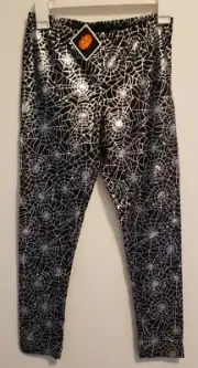 NWT! Youth Girls SZ 14/16 SPIDER WEB Halloween Leggings-Foil Pattern-Cute!