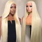 613 13x6 Lace Front Wig Human Hair 200 Density Straight Blonde Lace Front Wig...