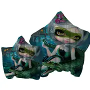 Cool Fantasy Art the Alligator Girl Towel with Hood