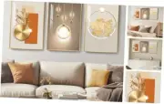 Framed Modern Wall Art, Set of 3 Piece Contemporary 24" H x 48" W Luxury Gold
