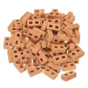Miniature Bricks Clay Mini Wall Brick for Model Building Red 100PCS Scale 1/12