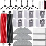 Accessories Replacement Parts for Roborock S8 Pro Ultra Robot Vacuum Cleaner，1 Set Main Brush，1 Rubber Roller Brush, 3 Hepa Filters,3 Mop Cloth, 6 Side Brush, 6 Vacuum dust Bags