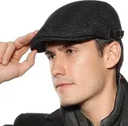 [AIEOE] Men's Flat Cap Newsboy Cap with Sweatband Adjustable Sport Flat Cap Peaked Cap