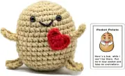 Funny Mini Positive Potato,3 Inch Cute Crochet Doll with Card,Soft...