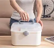 LIKEUDO Medicine Organizer Box First Aid Health Emergency Storage Box Large Capacity Medicine Storage Bins with Lid (L)