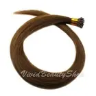 100 I Stick Tip Micro Beads Straight Remy Human Hair Extensions Golden Brown #10