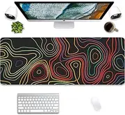 Multicolour Topography Mouse Pad Terrain MousePad Desk Mat Large,Desk Pad,Mouse Pad for Desk,Desk Mat for Desktop,Keyboard and Mouse Pa,Water Resist Keyboard Pad for Gamer Office Home 31.5 x 11.8 Inch