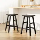 Artiss 2 x Wooden Bar Stools Kitchen Stool Backless Chairs Barstools Black