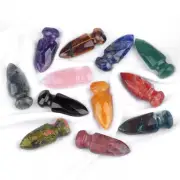 2" Natural Quartz Crystal Dagger Hand Carved Skull Reiki Healing Figurine