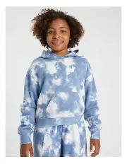[Tilii] Essentials Pull Over Hoodie in Blue Tie Dye