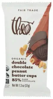 Theo Chocolate Organic Peanut Butter Cups 85% Dark Chocolate 1.3 Oz Pack Of 4
