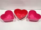 Valentines Day Heart Shaped Pink Red Melamine Dip Salsa Mini Bowls Set of 3