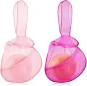 Nuanchu 2 Pcs Shampoo Bar Holder Bag Soap Saver Bag Beauty Shampoo Conditioner Bar Pouch Rabbit Shape Travel Soap Holder Loofah Bubble Foam Net Savers(Light Pink, Rose Pink,14x7.8'')