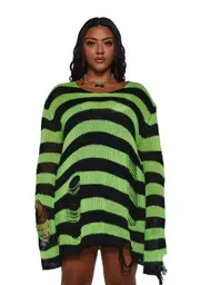 [Trickz N' Treatz] Plus Favorite Haunt Striped Sweater