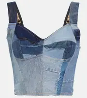 [Dolce & Gabbana] Dolce & Gabbana Patchwork denim bustier AU 14 blue