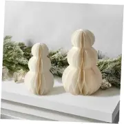 Snowman Decor, 2 Pack White Paper Snowmen, 6 & 8 Inch, Winter Wonderland
