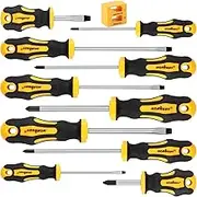 HORUSDY 11-Piece Screwdriver Set, Magnetic Screwdrivers 5x Phillips and 5x Flat Head Tips for Fastening and Loosening Seized