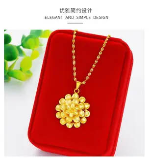 越南沙金項鏈吊墜女時尚鍍金仿真24k黃金飾品送禮首飾品久不色