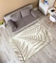 3D Gray Leaf Texture NAO7586 Game Rug Mat Elegant Photo Carpet Mat Fay