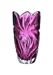 Crystal Glass Vase11 " Centerpiece Flower Bud Vase Purple Color Bohemia Crystal