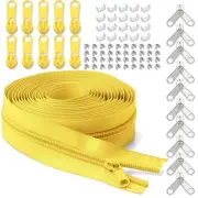 10 Yard Nylon Coil Zipper Roll by The Yard Yellow Zippers with 10 Bulk Metal ...
