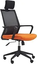Computer Chair, Home Office Swivel Chair Staff Simple Armrest Chair Backrest Mesh Seat 360 Degree Swivel Adjustable Seat Height Lever Operator Chairs Ergonomic Concept Durable and Stable,A
